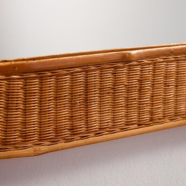 1970s Vintage Handcrafted Rattan Framed Mirror, 1970s For Sale - Image 5 of 9