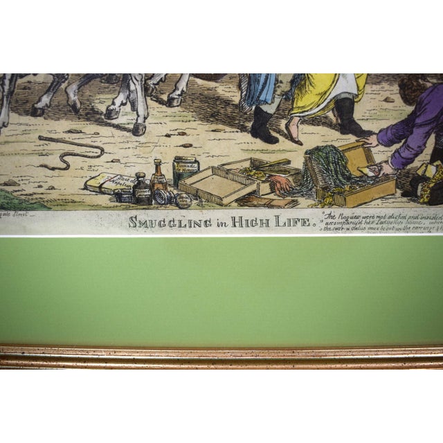 Traditional Smuggling in High Life C1814 Colour Engraving by W N Jones For Sale - Image 3 of 6