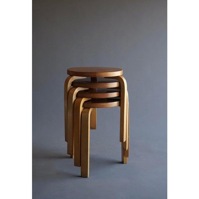 Brown Model 60 Stools by Alvar Aalto for Finnmar, 1930s, Set of 4 For Sale - Image 8 of 18