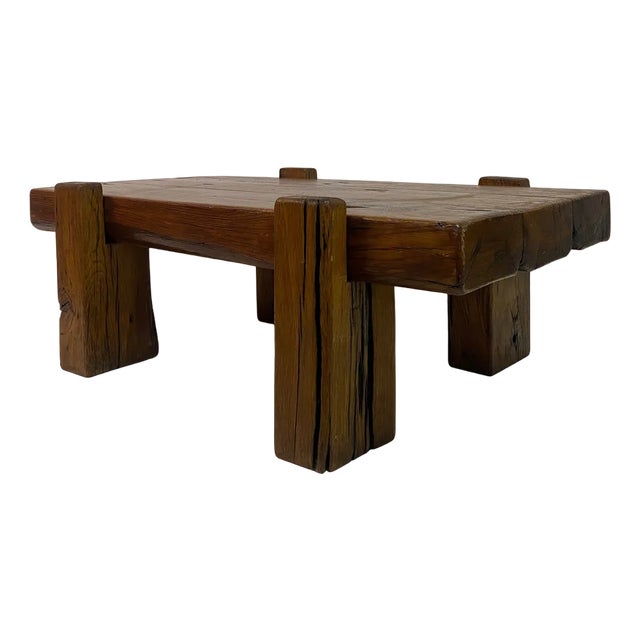 Brutalist Oak Coffee Table For Sale