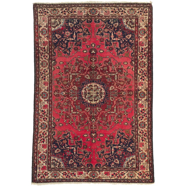 Vintage Red Persian Hamadan Rug - 04'06 X 06'09 For Sale - Image 10 of 10