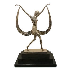 French Art Deco Bronze Sculpture on Black Marble Base Signed by C Mirval