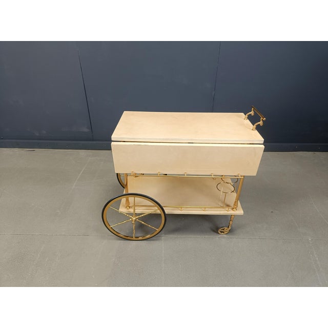 Aldo Tura Italian Lacquered Serving Bar Cart by Aldo Tura, 1960s For Sale - Image 4 of 12