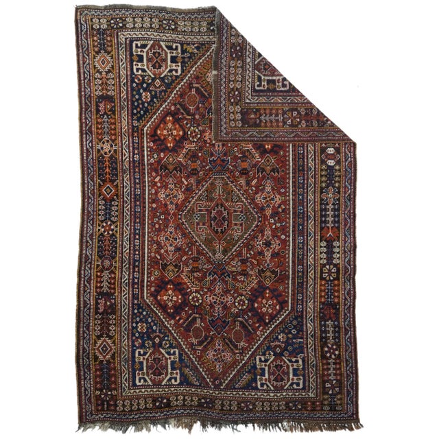 Antique Tribal Ghashghai Rug 5'5'' x 8'6'' For Sale - Image 4 of 11