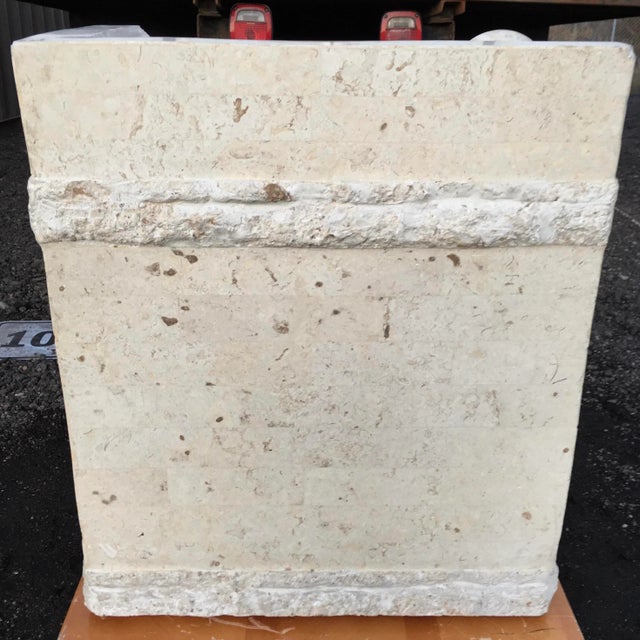 Casa Bique Pedestal Dining Table Base in Tessellated Stone From Magnussen Philippines For Sale - Image 4 of 13