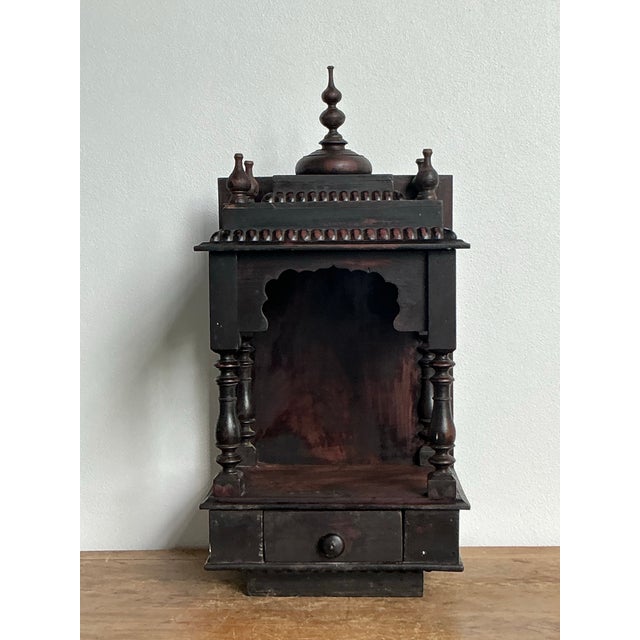 Coffee Vintage Boho Carved Wood Altar For Sale - Image 8 of 12