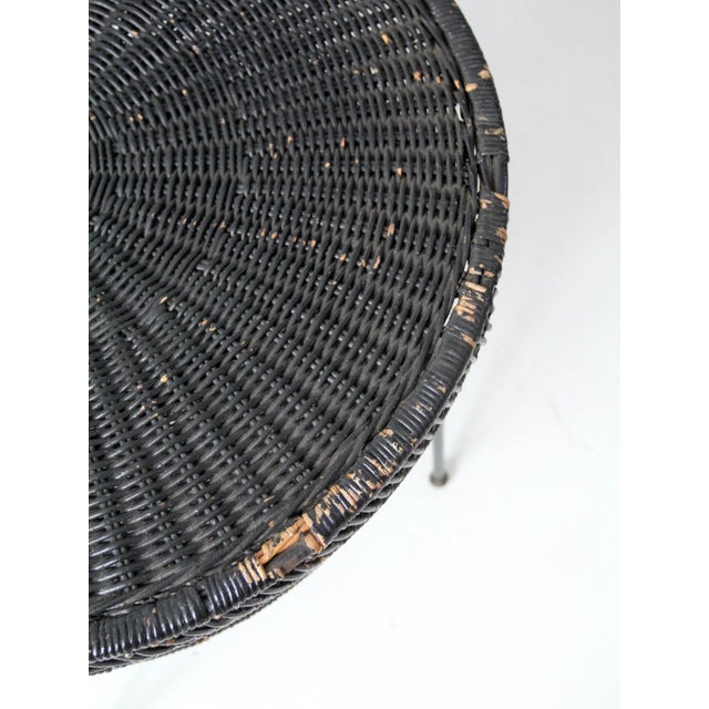 Mid-Century Black Wicker Side Table For Sale - Image 10 of 10