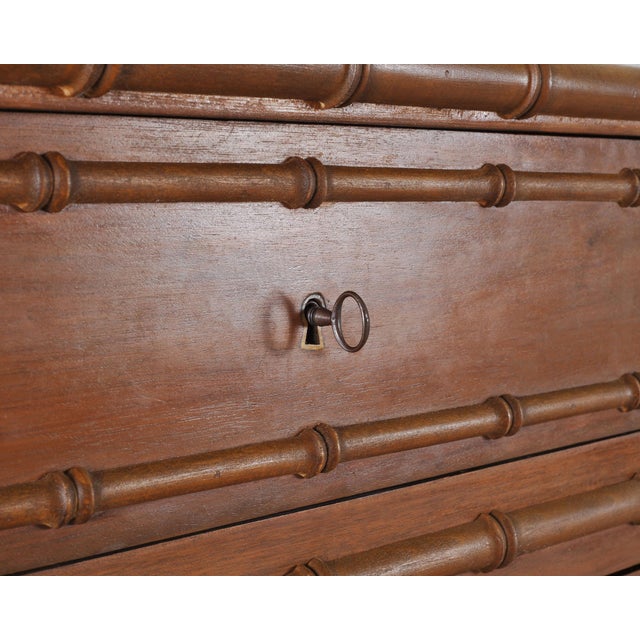 English Faux Bamboo Aesthetic Movement Marble Top Commode Dresser For Sale - Image 16 of 18