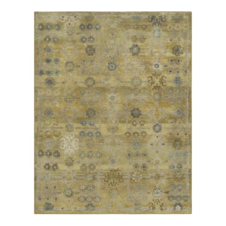 Rug & Kilim’s Samarkand-Inspired Rug, Gold With Ice Blue Floral Patterns For Sale