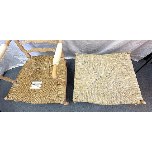 Late 20th Century Vintage Kreiss Collection Ladderback Lounge Chair With Ottoman For Sale - Image 5 of 16