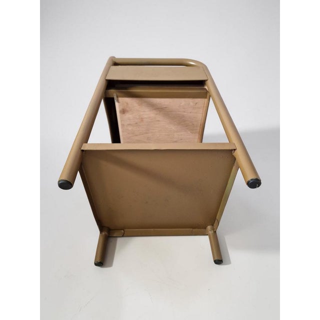 Vintage Bedside Tables in Metal and Wood, 1950s, Set of 2 For Sale - Image 10 of 11