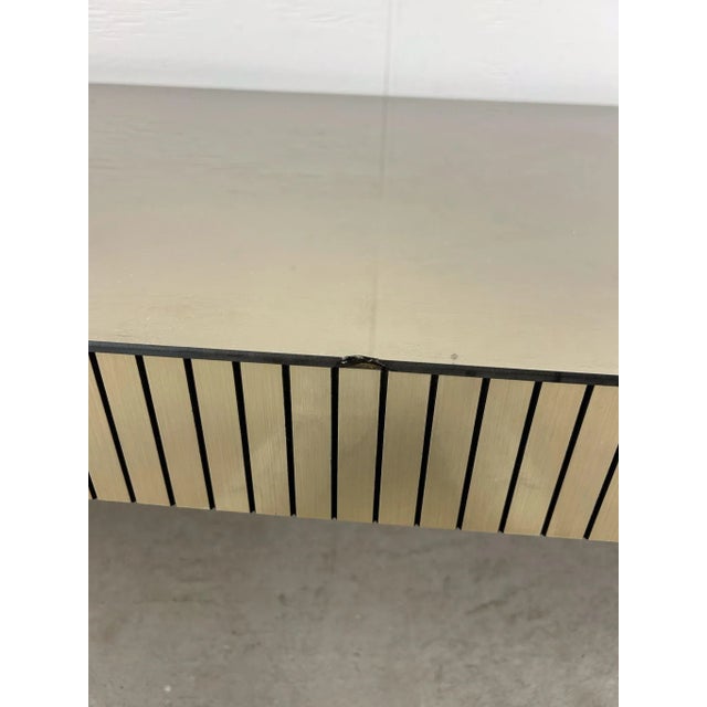 Postmodern Glass Top Coffee Table With Chrome Accented Base For Sale - Image 9 of 12