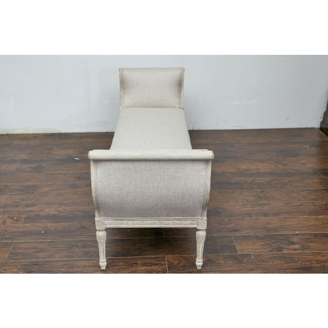 19th Century French Louis XVI Style Painted Daybed with Foliage Carving For Sale - Image 9 of 12