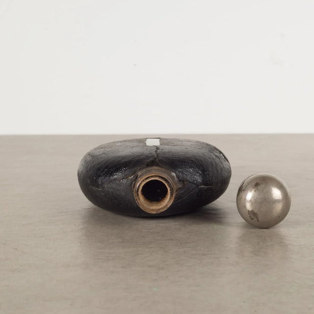 Glass Antique Leather and Glass Flask C.1940 For Sale - Image 7 of 8