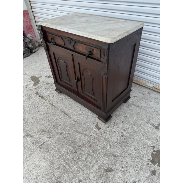 Victorian Victorian Period Mahogany Marble Top Cabinet For Sale - Image 3 of 9