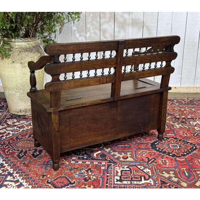 19th Century Breton Chestnut Storage Bench For Sale - Image 14 of 17