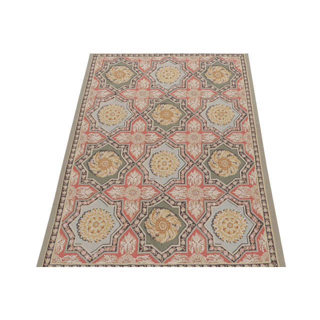 2010s 1980s Rug & Kilim’s Aubusson Style Flatweave With Medallions and Floral Patterns For Sale - Image 5 of 7
