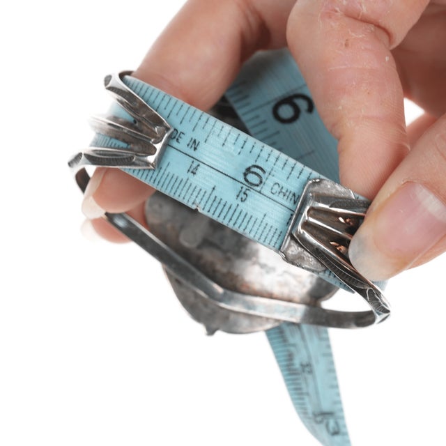 Silver 6.25" Vintage Navajo fancy silver cuff bracelet with malachite For Sale - Image 8 of 11