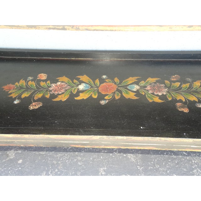 Vintage French Country Red Floral Console Table W a Floral Shelf For Sale - Image 13 of 16