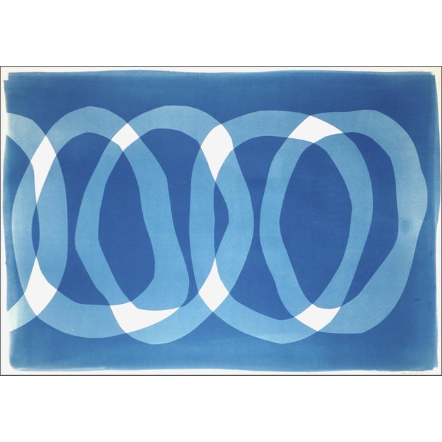 2026, Modern Minimalist Horizontal Diptych of Blue Necklace, Handmade Monotype Cyanotype on Watercolor Paper by Kind of Cyan For Sale - Image 4 of 10