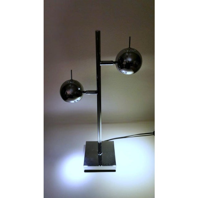 1970s Goffredo Reggiani Style Italian Table Lamp Space Age in Chromed Metal For Sale - Image 10 of 12