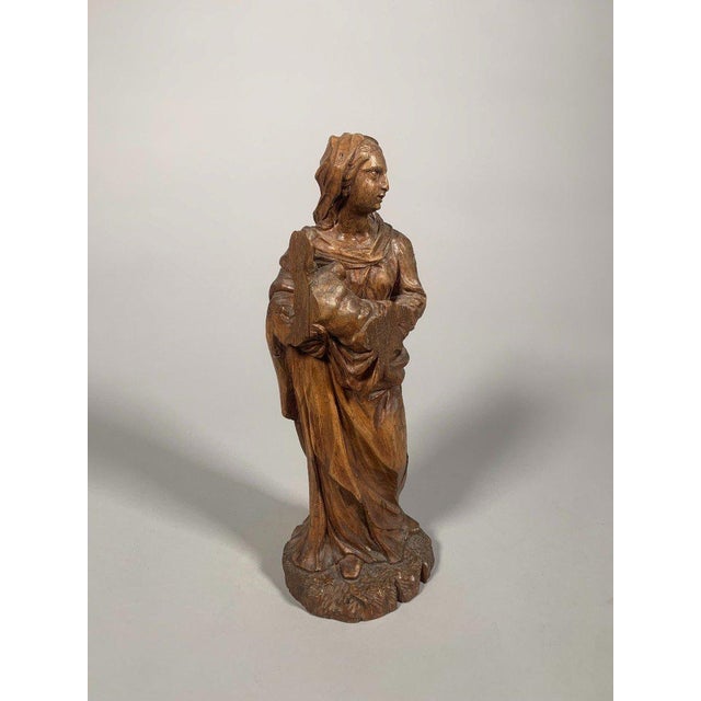 Brown 16th Century Wooden Sculpture of the Virgin and Child For Sale - Image 8 of 8