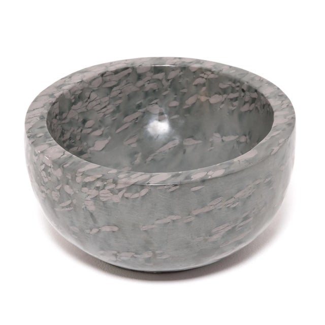Contemporary Hand-Carved Chinese Footed Stone Basin For Sale - Image 3 of 6