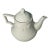 Vintage mid-century English pottery teapot with a classic white glaze and embossed grape and vine design. Marked “Made in...
