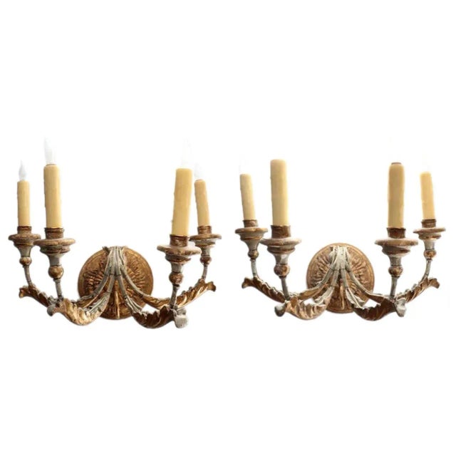 Early 19th Century Italian Giltwood & Gesso 4-Arm Wall Sconces - A Pair For Sale - Image 9 of 9