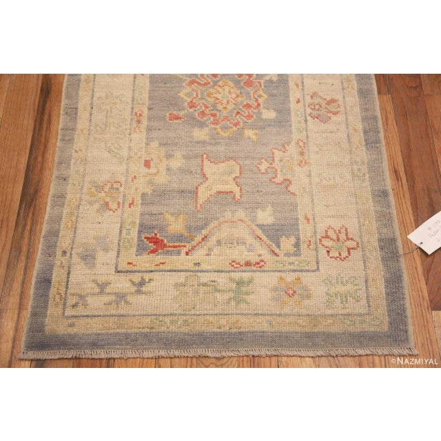 Soft Pastel Ivory Cream Modern Turkish Oushak Design Runner Rug For Sale - Image 9 of 12