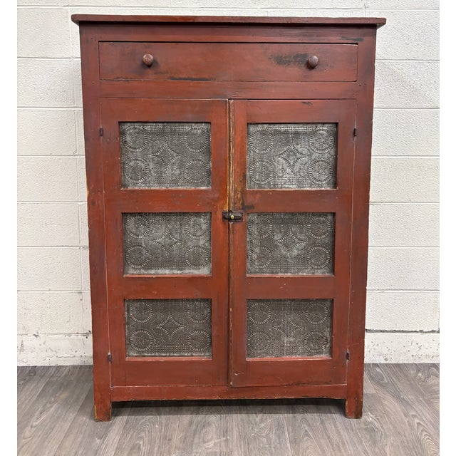 Antique Rustic Early American Punched Tin Pie Safe Jelly Cupboard Pantry For Sale In Kansas City - Image 6 of 13