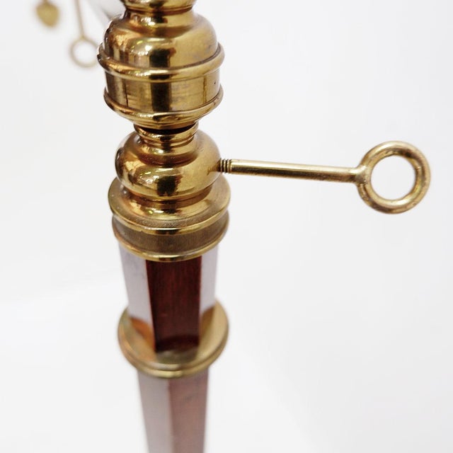 Vintage Brass and Wood Reading Floor Lamp For Sale - Image 6 of 16