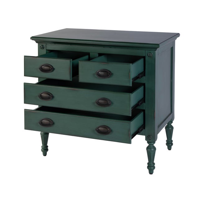 Spritely Home Accent Furniture Easterbrook 31.5 in. W Rectangular Wood 4 Drawer Accent Chest, Green For Sale - Image 4 of 8