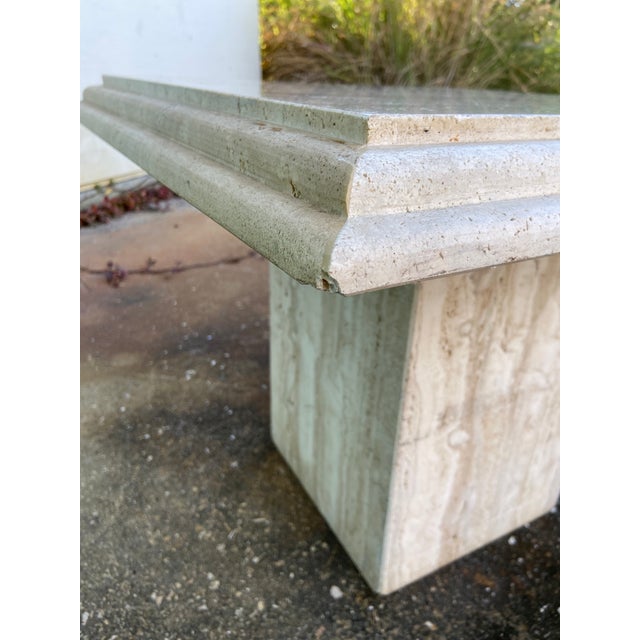 Italian Travertine Side Table With Beveled Edge For Sale - Image 11 of 12