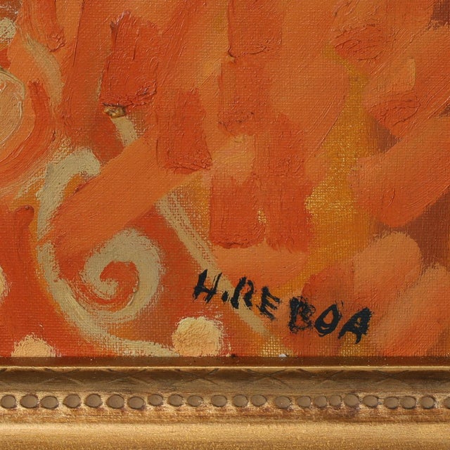 Orange Vintage Still Life Painting by Henri Reboa For Sale - Image 8 of 9