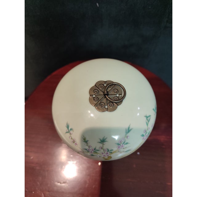 Chinese Ceramic Pot Qing Dynasty Tongzhi Marked Famille Rose Porcelain Tea Jar Hand Painted Flowers and Birds Pattern For Sale - Image 4 of 11