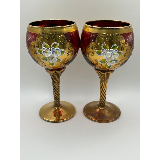 Enameled Murano Glass Wineglasses For Sale In Naples, FL - Image 6 of 6