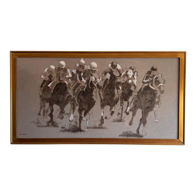 Chicago Artist George T. Chakos Oil on Canvas "Bounding Home" For Sale