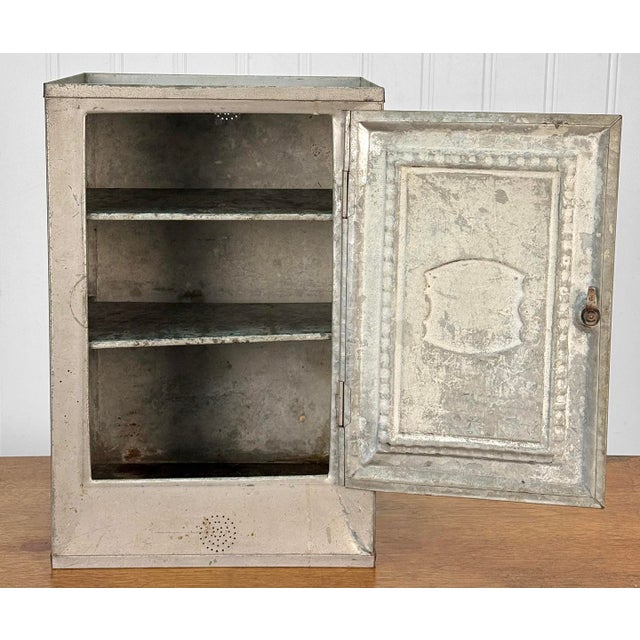 Antique Farmhouse Tin Metal Bread & Cake Cabinet Cupboard For Sale - Image 6 of 13