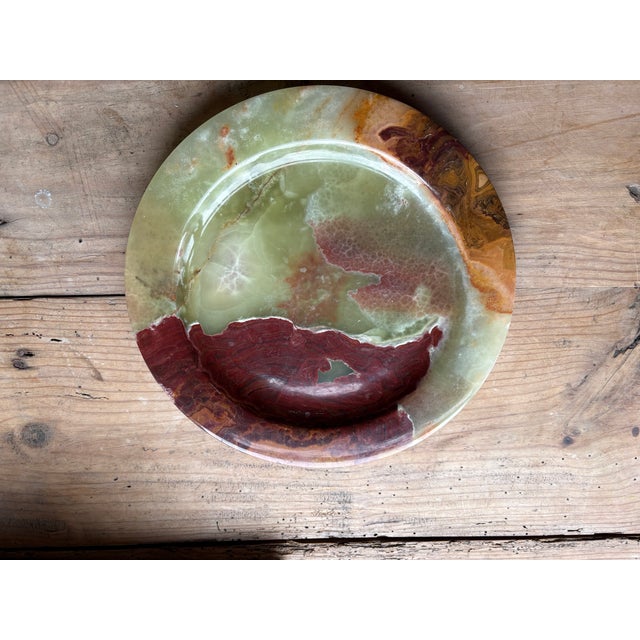 Green Vintage Green & Red Onyx Stone Decorative Bowl / Catchall Dish For Sale - Image 8 of 14