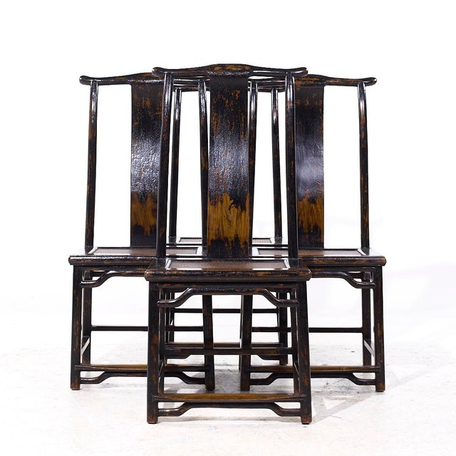 Contemporary Asian Yokeback Elm Occasional Dining Chairs - Set of 4 Each chair measures: 21 wide x 21 deep x 44 inches...