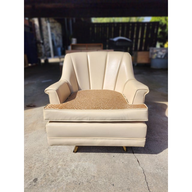 Vintage 1950s Midcentury Modern Pontiac Chair Co for Montgomery Ward White Swivel Rocking Chair For Sale - Image 10 of 12