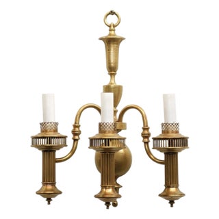 American Colonial Brass Electric Converted Oil Lamp Wall Sconce, 2 Available For Sale
