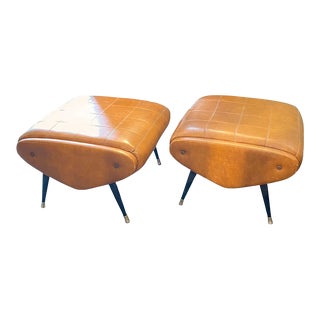 1960s Set of Two Mid-Century Modern Large Italian Poufs For Sale