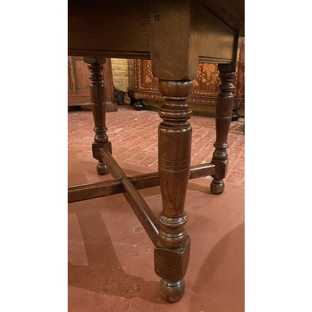Louis XIII Round Oak Table For Sale - Image 4 of 9