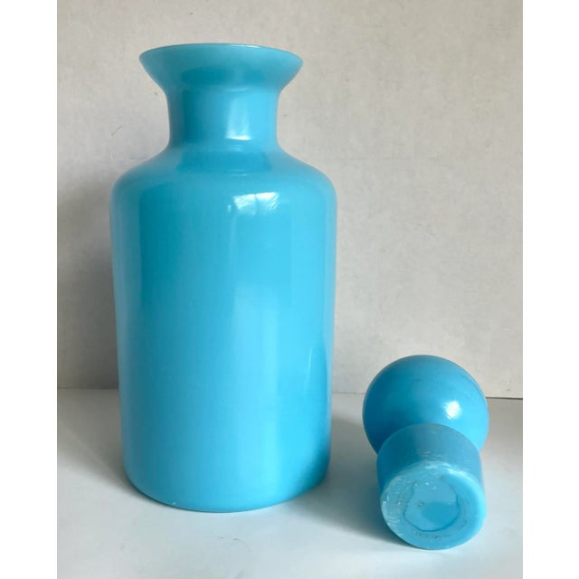 1940s 1940's Portieux Vallerysthal French Blue Opaline Decanter For Sale - Image 5 of 8