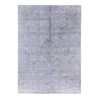 Ikat, One-of-a-Kind Hand-Knotted Area Rug - Gray, 9' 0" x 12' 3" For Sale