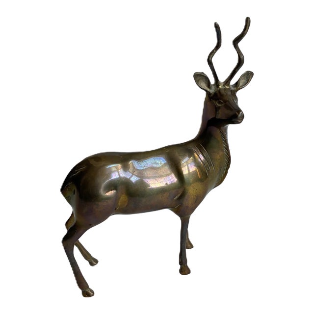 Vintage Mid-Century Modern Brass Antelope / Gazelle Figurine For Sale