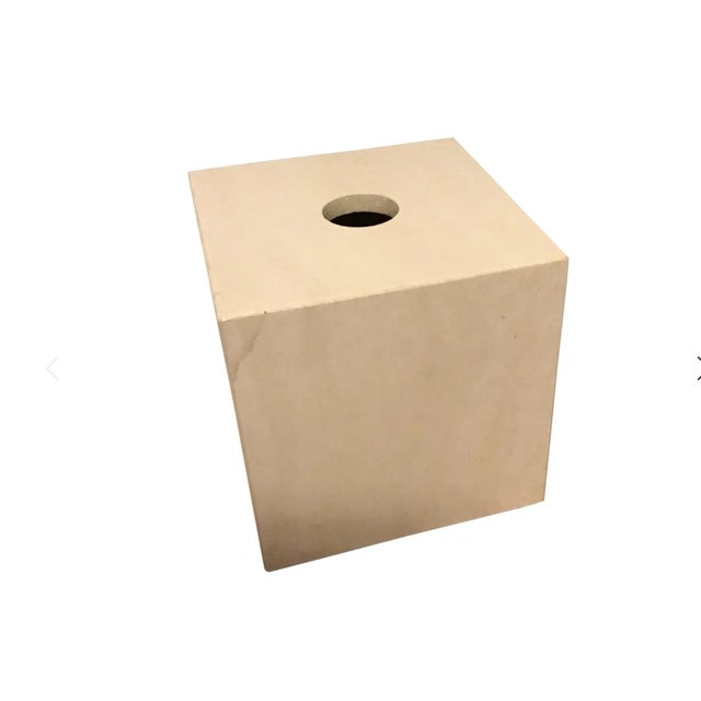 Maitland Smith Style Tessellated Marble Tissue Box & WasteBasket - a Pair For Sale In Cleveland - Image 6 of 9