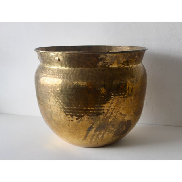 Vintage Extra Large Hammered Brass Planters Mid Century Indian Style For Sale - Image 10 of 13